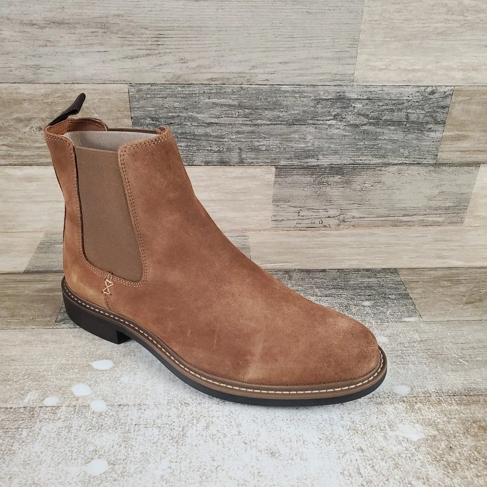 Crown Vintage Lanbart Men Ankle Chelsea Boots Sz 8 M Brown Suede Leather Pull On